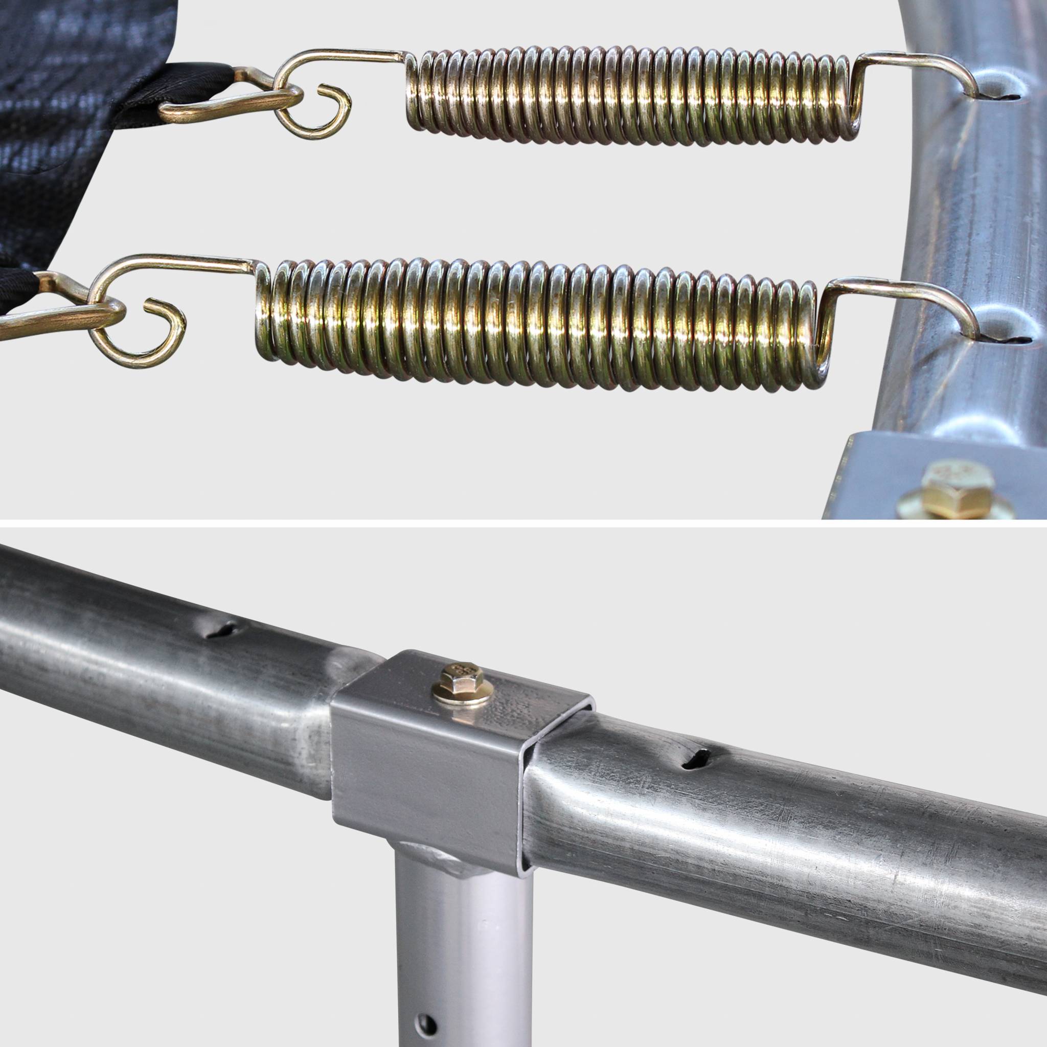 Trampoline ø460cm - neptune xxl gris et filet, échelle, bâche, filet