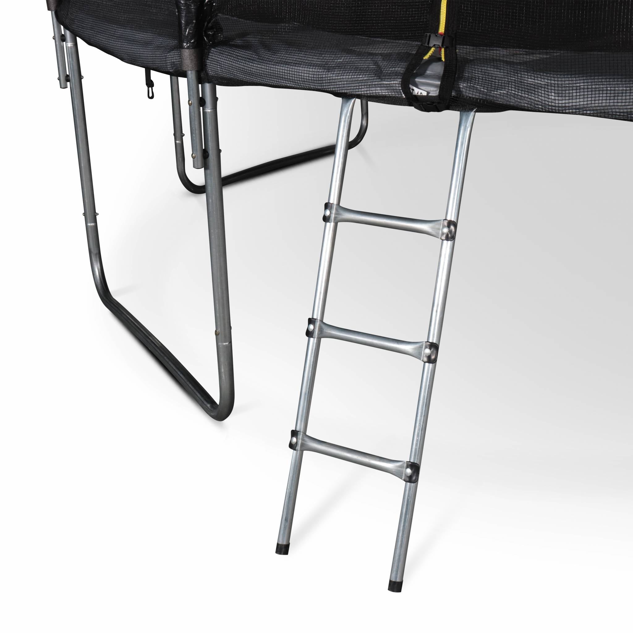 Trampoline ø460cm - neptune xxl gris et filet, échelle, bâche, filet