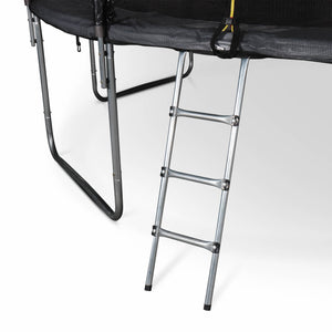 Trampoline ø460cm - neptune xxl gris et filet, échelle, bâche, filet