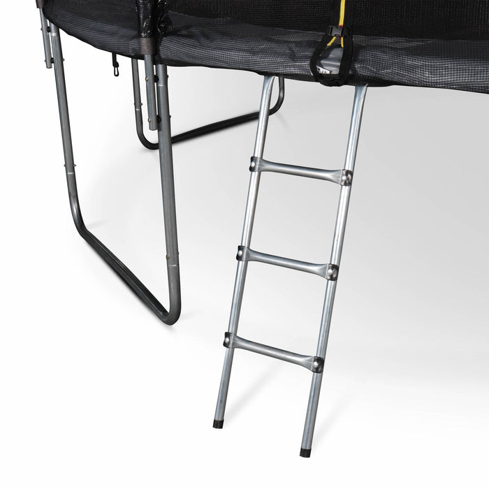 Trampoline ø460cm - neptune xxl gris et filet, échelle, bâche, filet