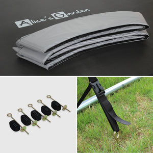 Trampoline ø460cm - neptune xxl gris et filet, échelle, bâche, filet