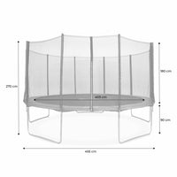 Trampoline ø460cm - neptune xxl gris et filet, échelle, bâche, filet