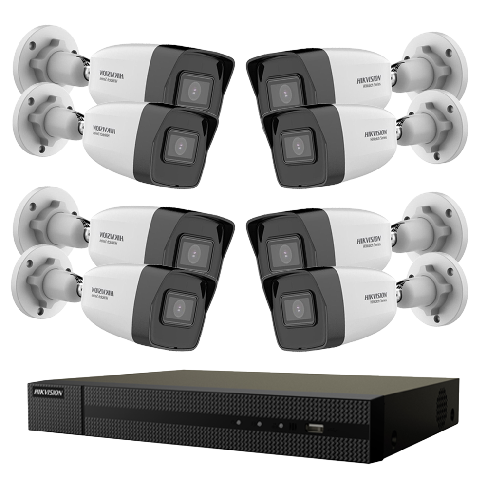 KIT VIDEOSORVEGLIANZA IP HIKVISION 8X TELECAMERE 2MPX NVR 8 CANALI