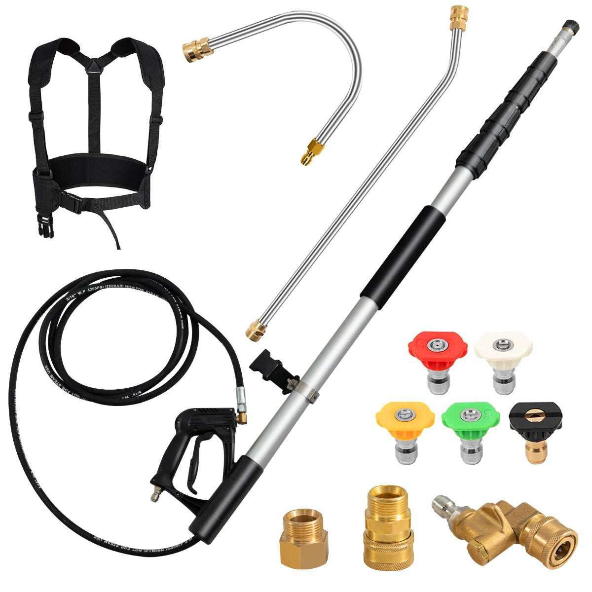Kit di prolunga per idropulitrici 550cm, Lancia 4000PSI/cm2 di grado commerciale con 5 ugelli 2 adattatori-Utensili professionali