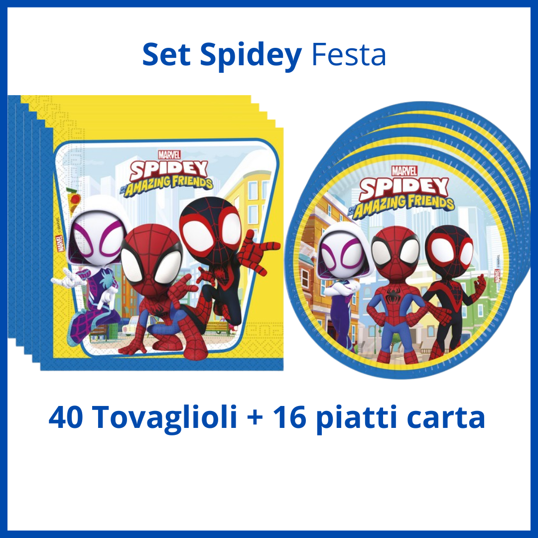 kit set festa  a tema spidey and his amazing friends party addobbi compleanno bambino marvel , palloncino , piatti ,bicchieri , tovaglioli