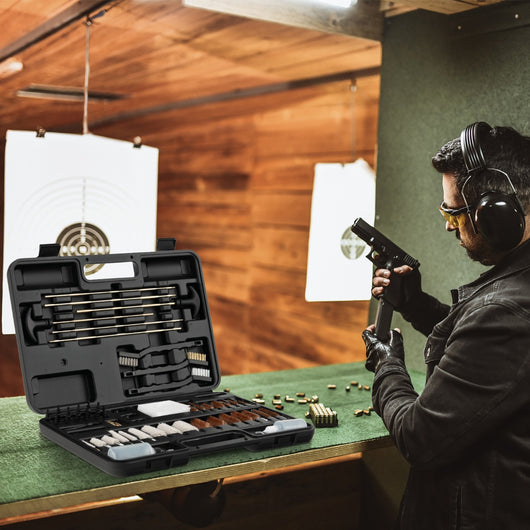 Kit universale per la pulizia delle armi da caccia, Custodia portatile per fucili calibro .17~.270, .30 Nero-Utensili professionali