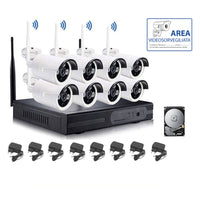 KIT VIDEOSORVEGLIANZA WIRELESS FULL WIFI HD IP 8 TELECAMERE NVR LAN REMOTO 3G 1 TB