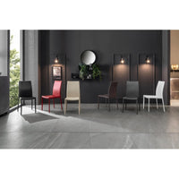 Kitty-set da quattro sedie in similcuoio nero- STONES