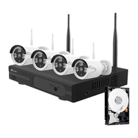KIT VIDEOSORVEGLIANZA WIRELESS FULL HD IP 4 TELECAMERE 3 MPX WIFI HD 500 GB