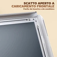 Cavalletto Espositore Poster A3 con Altezza e Inclinazione Regolabili, Acciaio e Alluminio, Argento