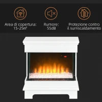 Caminetto Elettrico a 10 Colori con Spegnimento Automatico e Timer da 12h, 61x28x66.5 cm, Bianco