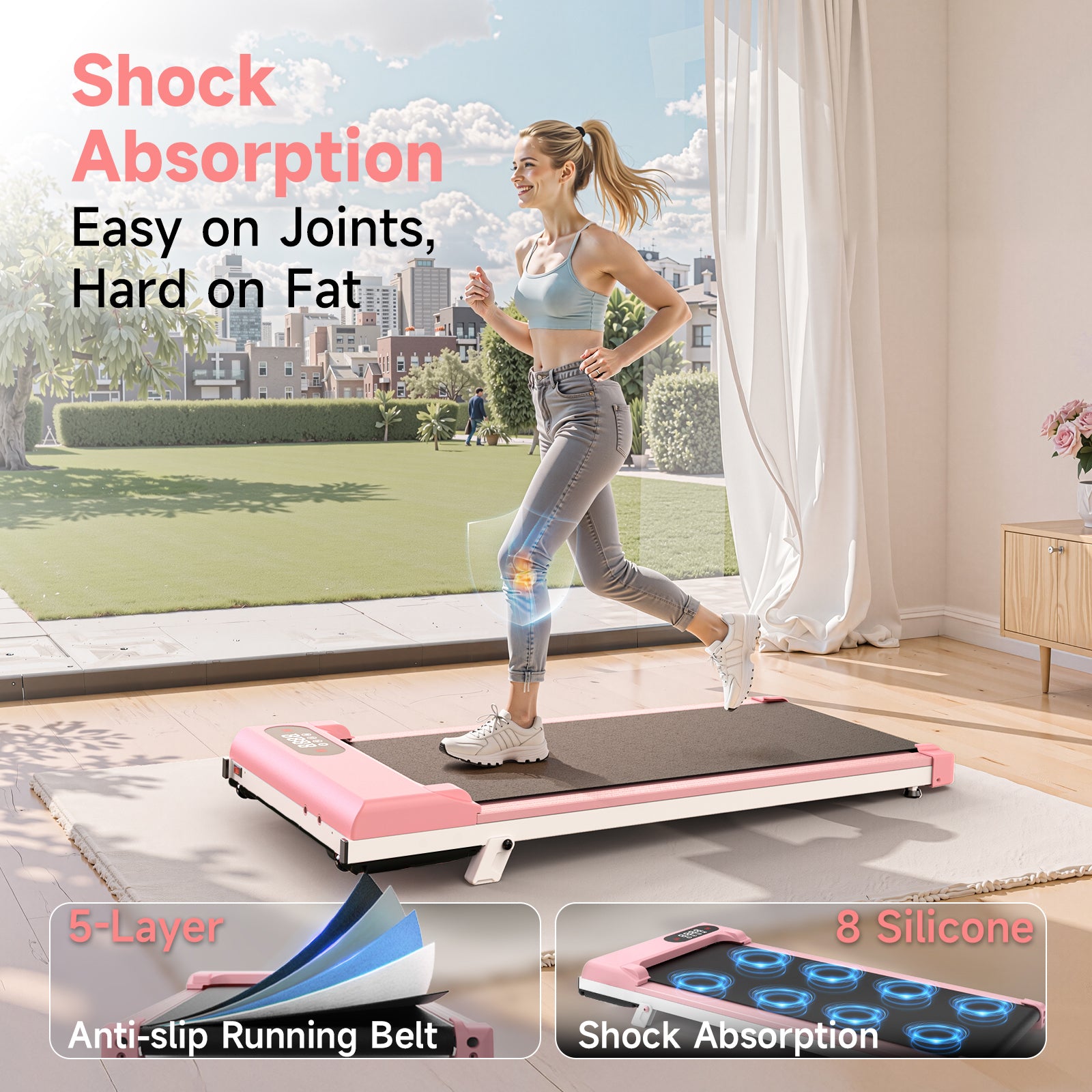 Tapis roulant elettrico inclinato RATTANTREE, tappetino da passeggio da 1 a 8 km/h con telecomando, per casa e ufficio, 2,5 CV, capacitï¿½ï¿½ 140 kg