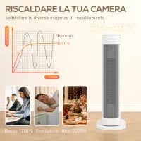 Termoventilatore Ceramico 2000W con 3 Temperature Regolabili, Timer 15H, Telecomando, Bianco