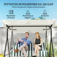 Tetto di Ricambio per Dondolo 3 Posti Impermeabile in Tessuto Oxford Bianco Crema, 210x145 cm