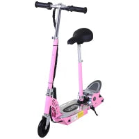 Monopattino Elettrico Pieghevole con Sella, 2 Ruote e Manubrio Regolabile, Bambini 7-12 Anni, 75x37x98cm, Rosa