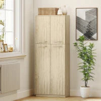 Mobile Contenitore Minimal con 2 Armadietti e Mensole Regolabili, in Legno color Rovere, 59x31x155 cm