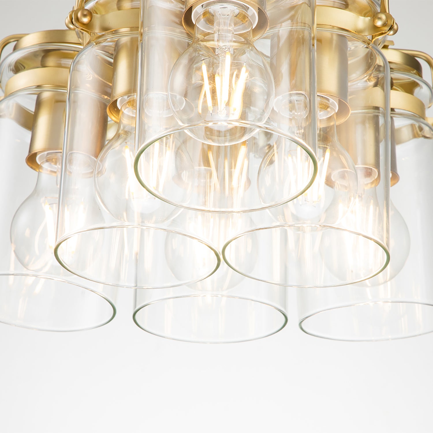 Lampadario Contemporaneo Brinley Acciaio Ottone Spazzolato 6 Luci E27