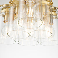 Lampadario Contemporaneo Brinley Acciaio Ottone Spazzolato 6 Luci E27