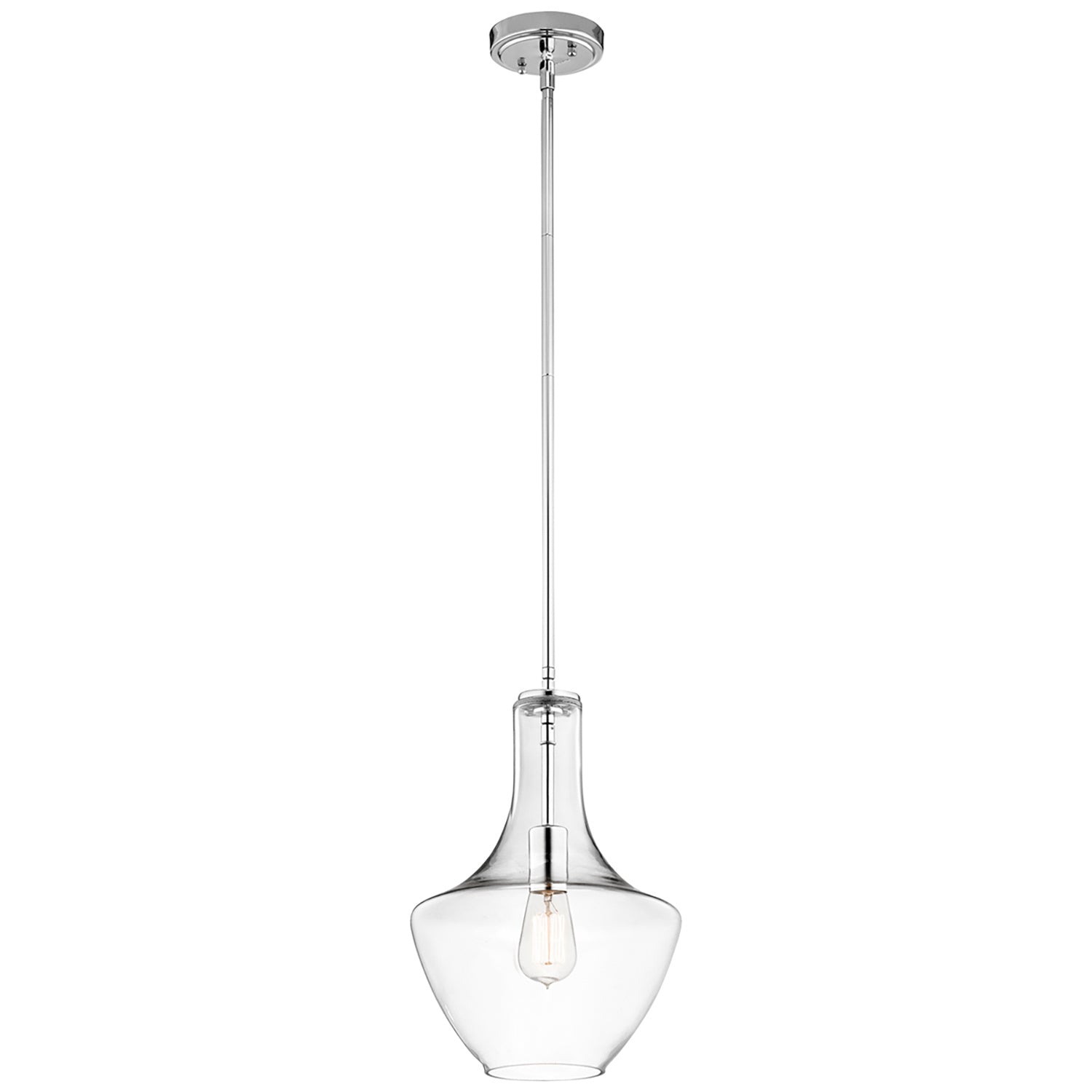 Sospensione Contemporanea Everly Acciaio Vetro 1 Luce E27