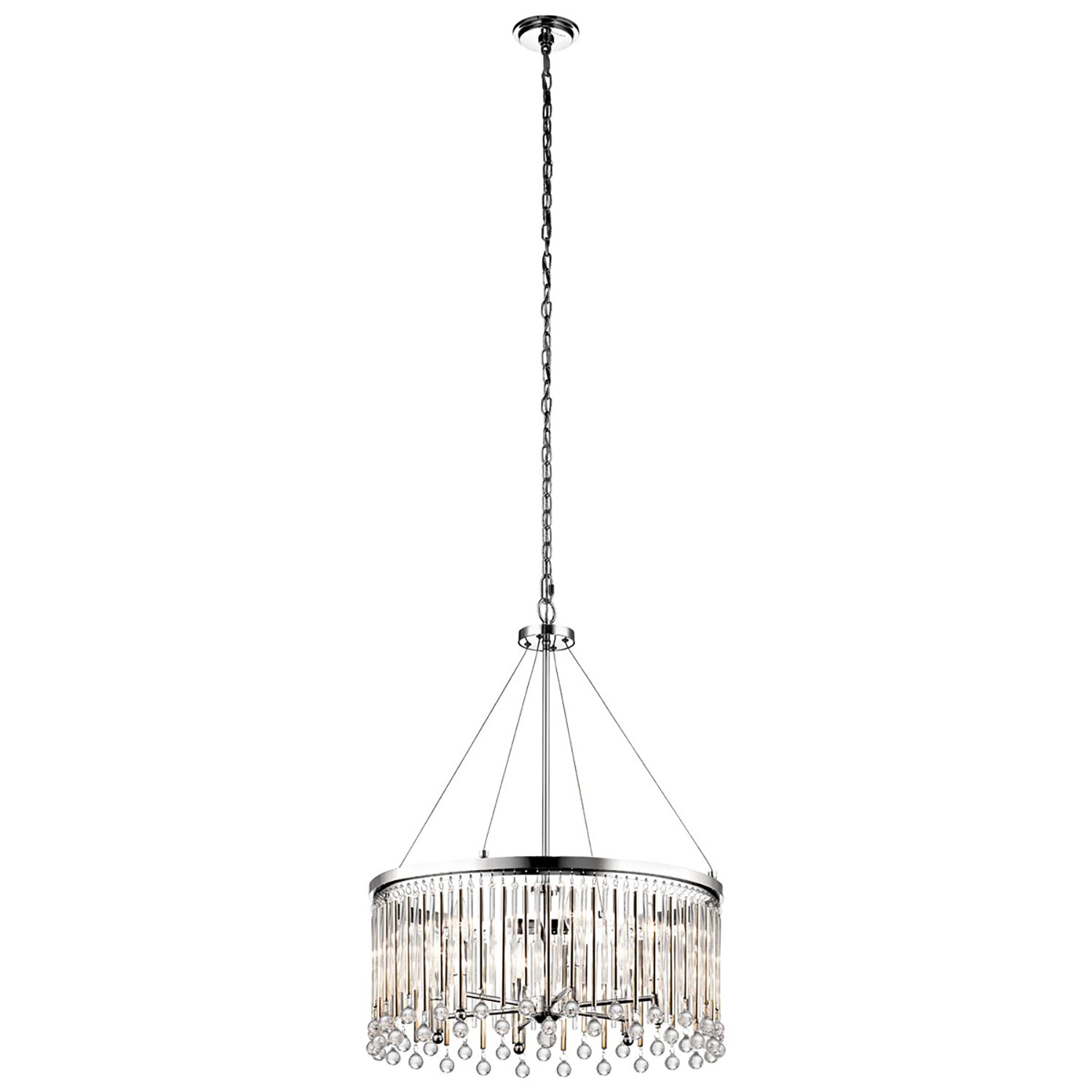 Lampadario Contemporaneo Piper Acciaio Cromo Lucido 6 Luci E14