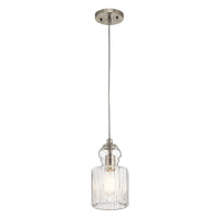 Sospensione Contemporanea Riviera Acciaio Nichel Spazzolato Vetro 1 Luce E27