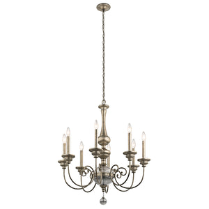 Lampadario Classico Rosalie Acciaio Oro Sterlina 8 Luci E14