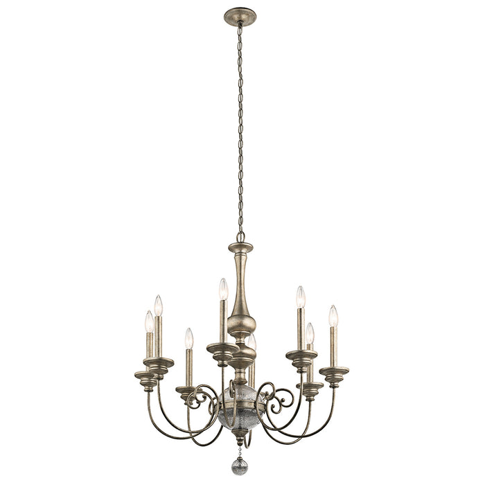 Lampadario Classico Rosalie Acciaio Oro Sterlina 8 Luci E14