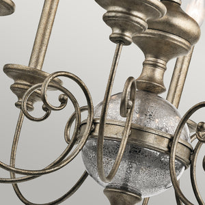 Lampadario Classico Rosalie Acciaio Oro Sterlina 8 Luci E14