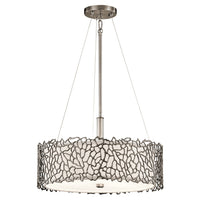 Lampadario Contemporaneo Silver Coral Metallo Peltro Classico Vetro 3 Luci E27