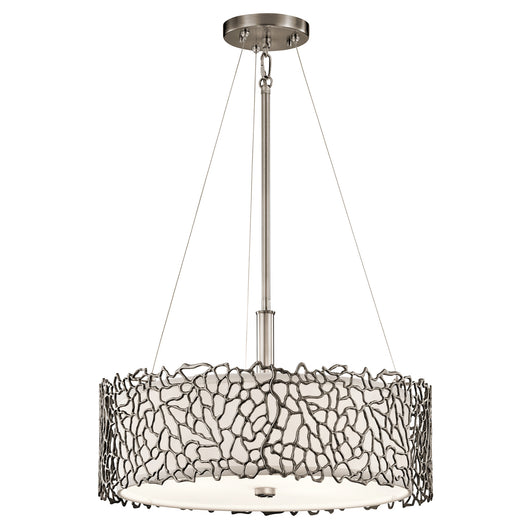 Lampadario Contemporaneo Silver Coral Metallo Peltro Classico Vetro 3 Luci E27