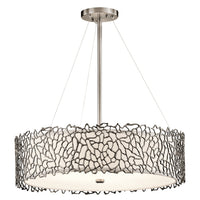 Lampadario Contemporaneo Silver Coral Metallo Peltro Classico Vetro 4 Luci E27