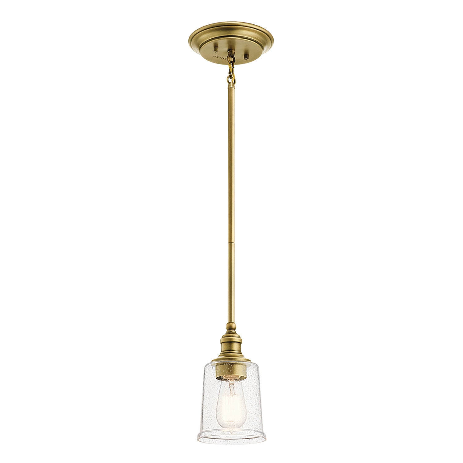 Sospensione Classica Waverly Acciaio Ottone Naturale Vetro 1 Luce E27