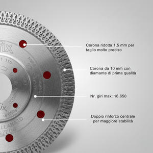 Disco diamantato per gres, marmo e cotto Ø 115 mm