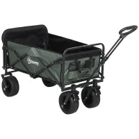 Carrello da Giardino da 95L Pieghevole con Pannello Apribile, in Acciaio e Poliestere, 125x48x78-102 cm, Verde