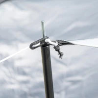 Tenda da Campeggio 5 Posti con 2 Camere Impermeabile con Baldacchino, 590x245x193 cm, Grigio