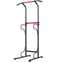 Barra per Trazioni Power Tower Stazione Fitness Multifunzione con Altezza Regolabile 171-219cm Nero Rosso