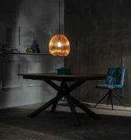 E-STYLO Lampada a sospensione con paralume a gabbia in metallo dorato, ideale per aggiungere eleganza e modernità ai tuoi ambienti, 35cm X 35cm H. 150cm