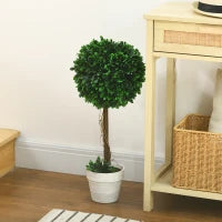 Set 2 Piante Finte Alberi di Bosso da Interno ed Esterno con Vaso, Ø28x60cm