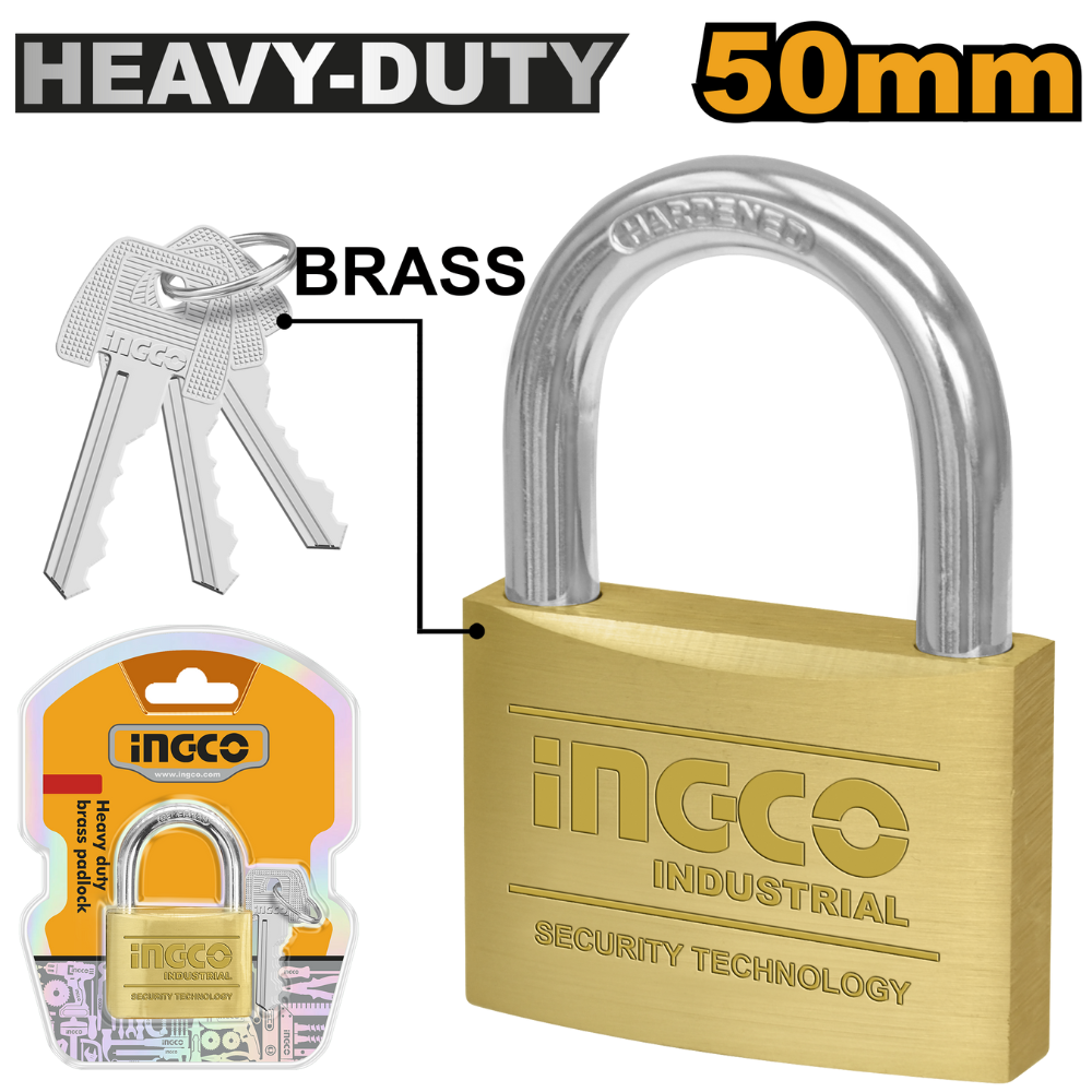 Lucchetto ad arco ottone con 3 chiavi estraibili ottone nichelato ingco *** lunghezza 40 mm, confezione 1