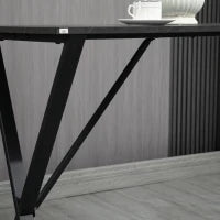 Bancone Bar Tavolo Alto Stile Industriale Effetto Marmo, Legno e Acciaio 120x60x102 cm, Nero
