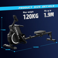 Vogatore per Casa Magnetico - RATTANTREE - Vogatori idraulico magnetico/domestico, 8 Livelli di Resistenza, Carico Massimo 120 kg