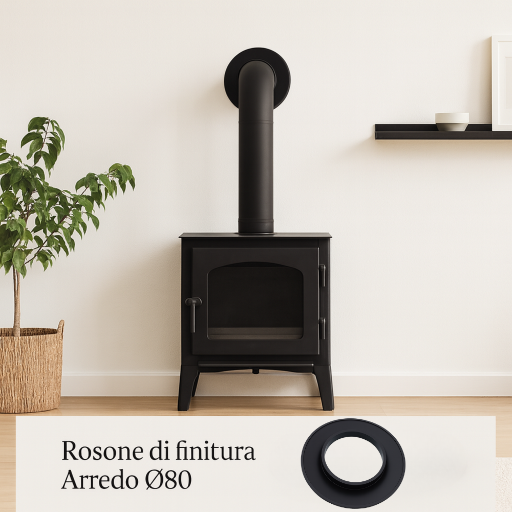 Rosone finitura arredo ø 80 mm silicone canale fumo stufa pellet copertura