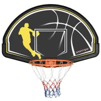sportnow Canestro Basket per Bambini e Adulti da Indoor e Outdoor in Acciaio e PE, 110x90x70 cm, Nero e Giallo