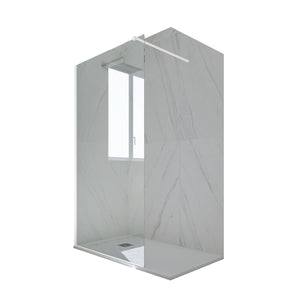 Parete doccia Walk-in da 120 CM H 200 Vetro Trasparente Profilo Bianco Matt in pvc mod. Kolors