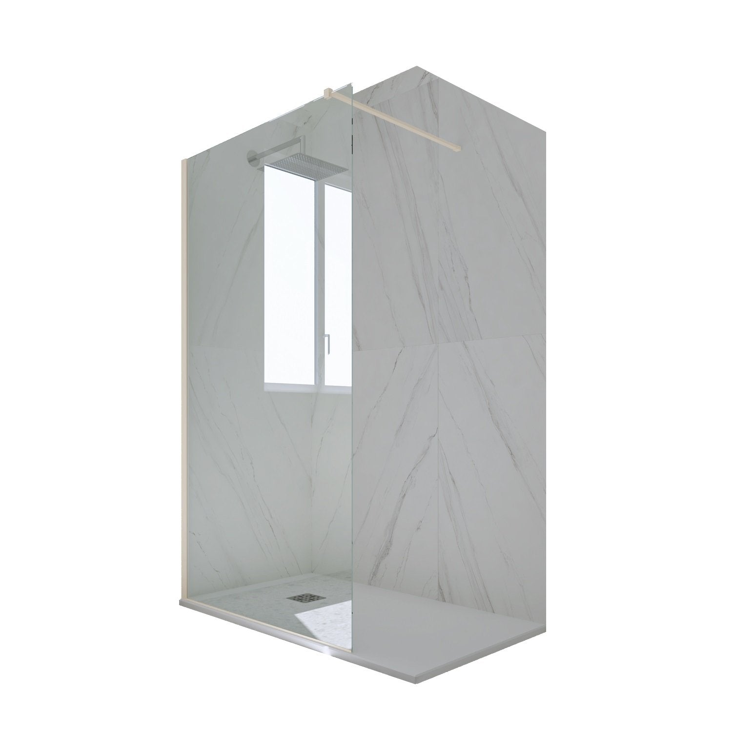 Parete doccia Walk-in da 110 CM H 200 Vetro Trasparente Profilo Champagne in pvc mod. Kolors