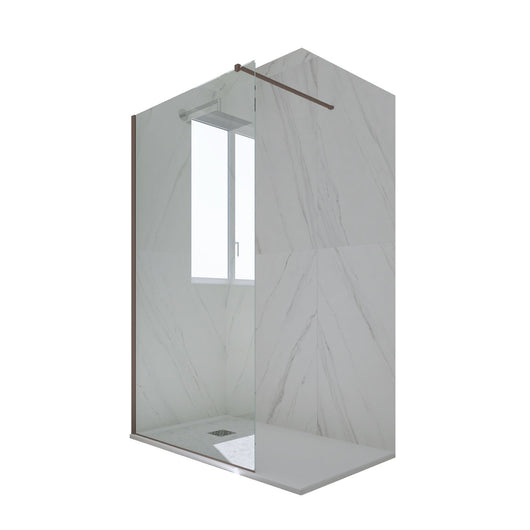 Parete doccia Walk-in da 110 CM H 200 Vetro Trasparente Profilo Chocolate in pvc mod. Kolors