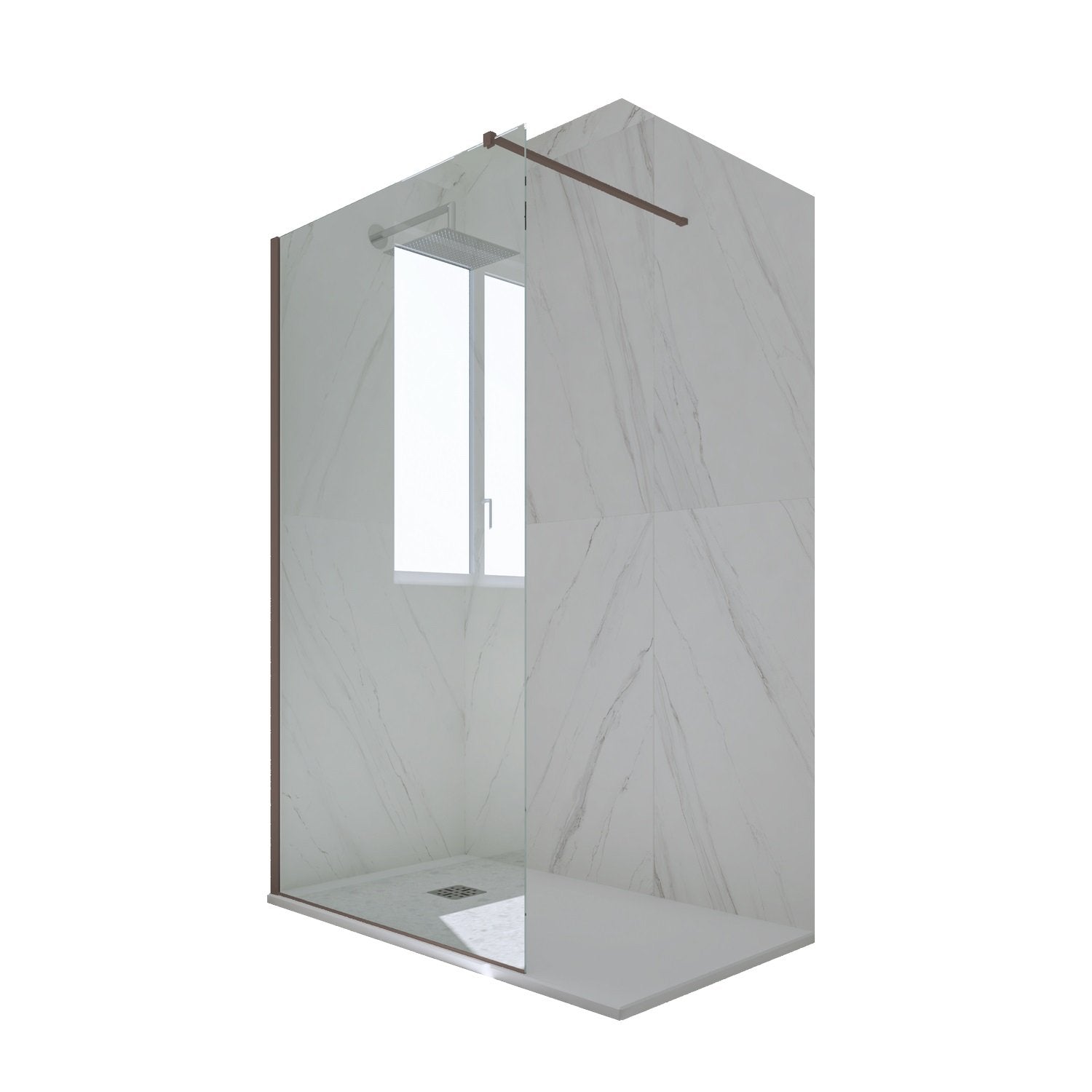Parete doccia Walk-in da 120 CM H 200 Vetro Trasparente Profilo Chocolate in pvc mod. Kolors