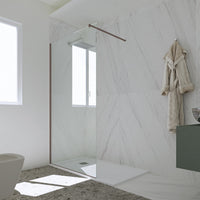 Parete doccia Walk-in da 110 CM H 200 Vetro Trasparente Profilo Chocolate in pvc mod. Kolors