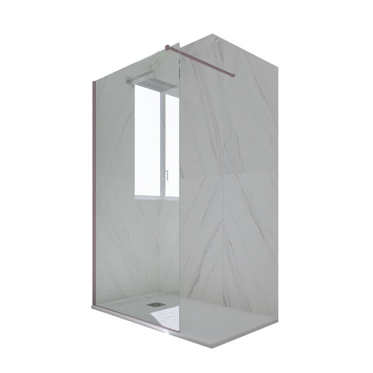 Parete doccia Walk-in da 100 CM H 200 Vetro Trasparente Profilo Lavanda in pvc mod. Kolors
