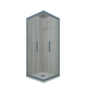 Box doccia angolare scorrevole 80x100 CM H 200 Vetro Trasparente Profilo Blu Navy mod. Kolors